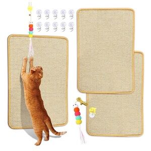 Sisal Scratching Mat, 2 Packs Natural Fabric 23.6" x 15.8" Cat Pad With
